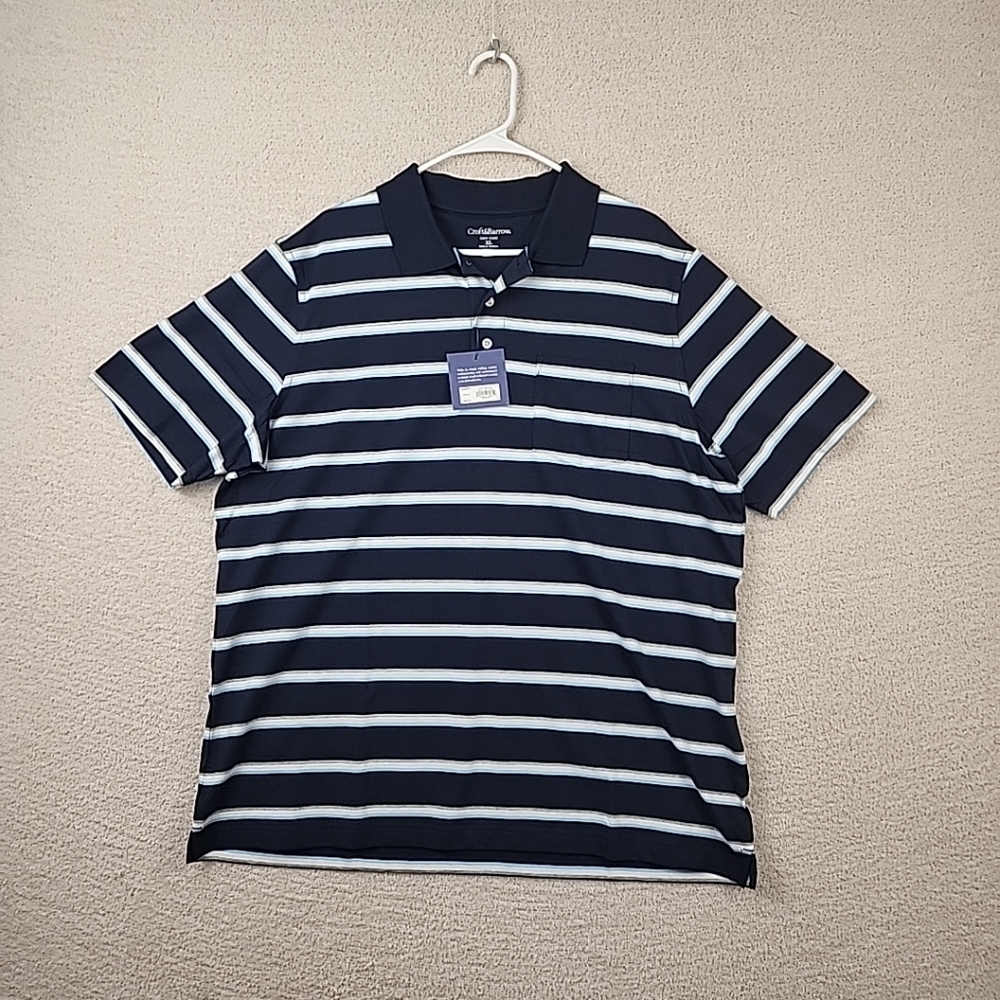 Croft And Barrow Blue and White Striped Polo Shirt